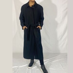 Liz Claiborne Long Trench Coat; Black; Size 14